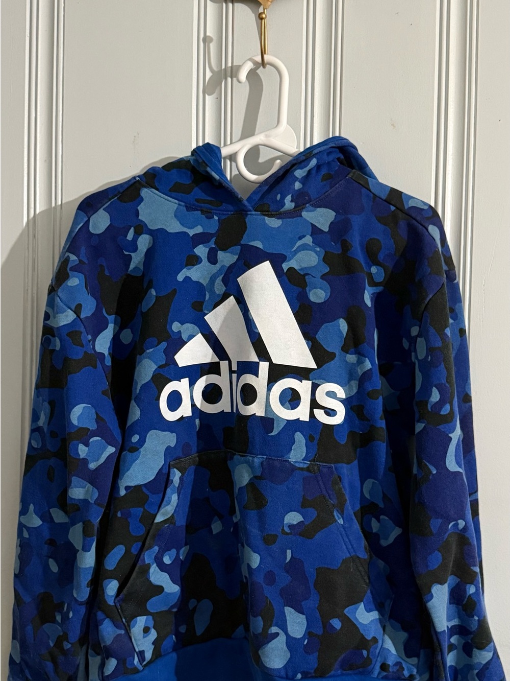 Adidas Youth XL Blue Camo Hoodie Pullover Sweatshirt Boys Size 18/20